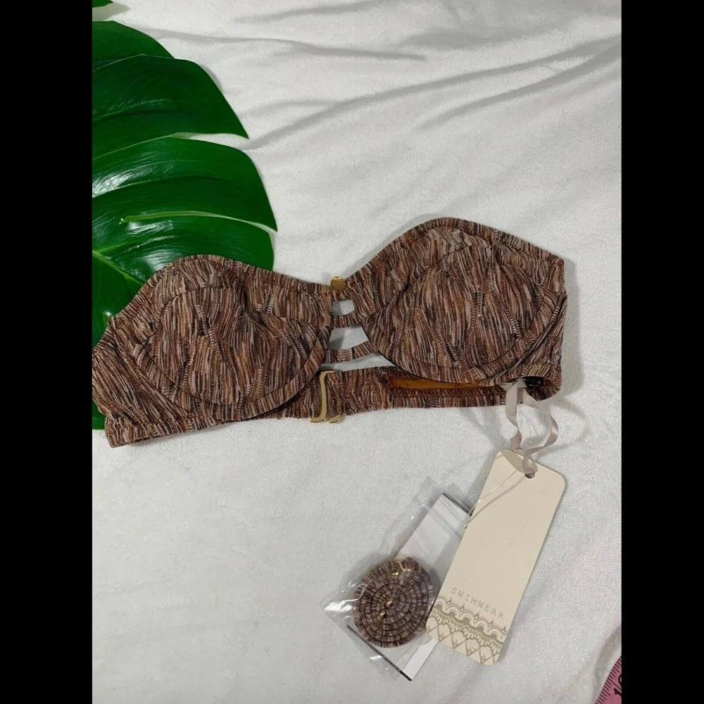 NWT $96 Ale By Alessandra Ambrosio Copper Underwire Bikini Top [ SZ XS ] brown‎